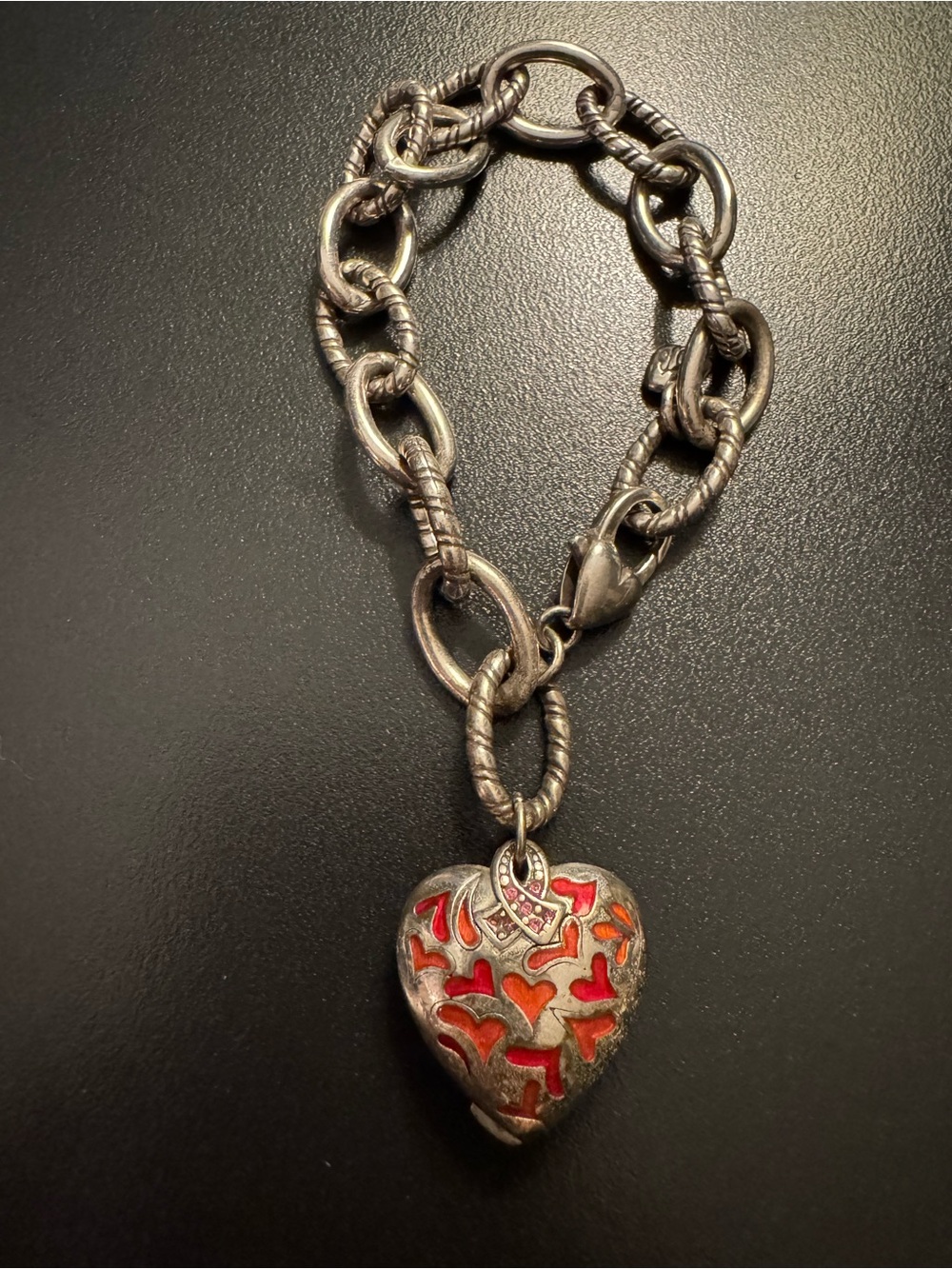 Betsey Johnson Pink Ribbon Heart Charm Bracelet